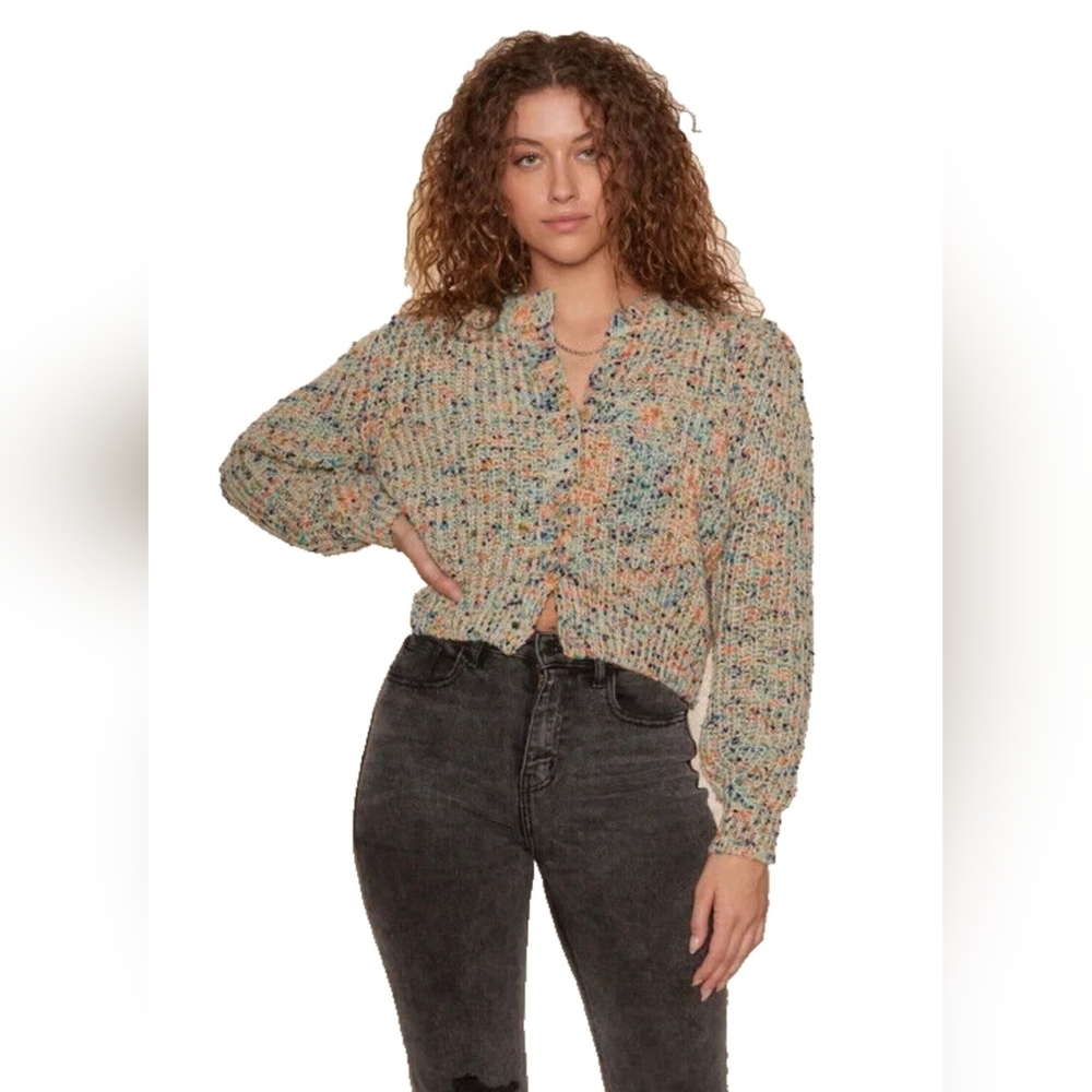 Raga Paint Splat Oversized Boxy MultiColor Cardigan Sweater Plus Size 3X